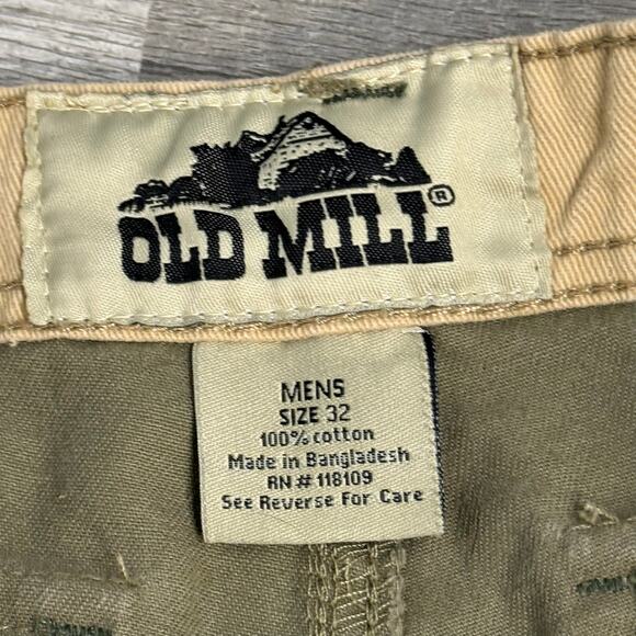 Old Mill Men’s Cargo Shorts Size 32 Hidden Drawstring Green - Picture 3 of 5